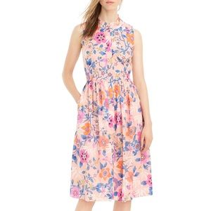 NWT J.Crew Liberty Pavilion Floral Ruffle Neck Dress